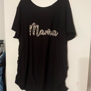 Time and True maternity mama tee black with cheetah print size xxl